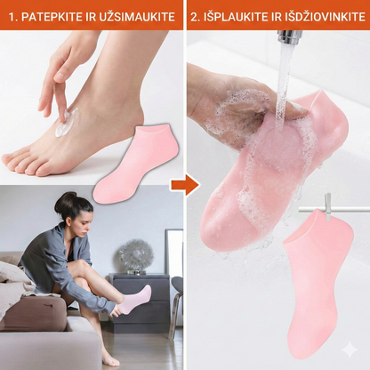 Daugkartinės silikoninės SPA kojinės – akimirksniu minkština odą ir šalina nuospaudas