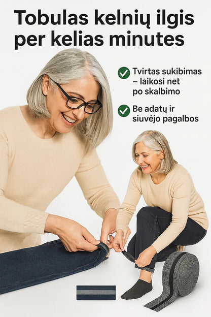 Kelnių trumpinimo juosta – idealus trumpinimas be siuvėjo pagalbos