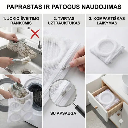 Tinklinis batų skalbimo krepšys su apsauga – tobulai švari avalynė be deformacijos