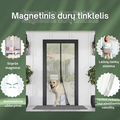 Magnetinis Durų Tinklelis tinkantis visoms durims (Juodas)