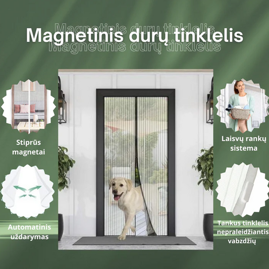 Magnetinis Durų Tinklelis tinkantis visoms durims (Juodas)