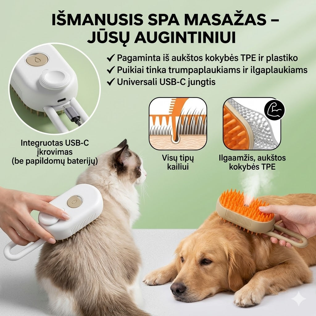 Išmanusis garinis šepetys augintiniams