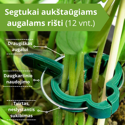 Daugkartinio naudojimo augalų atraminiai segtukai (pakuotėje yra 12 vienetų)