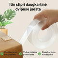 Daugkartinė itin stipri dvipusė skaidri lipni juosta – stiprus tvirtinimas be gręžimo (3 m)