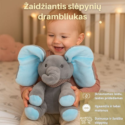 Interaktyvus dainuojantis drambliukas su plazdančiomis ausimis – linksmas mokymasis ir jaukus žaidimas