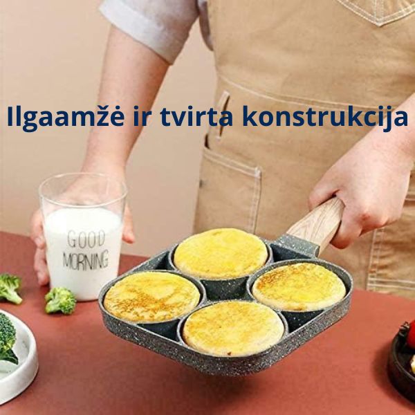 Keptuvė su 4 skyriais – greitas, tolygūs ir sveikesnis maistas be vargo