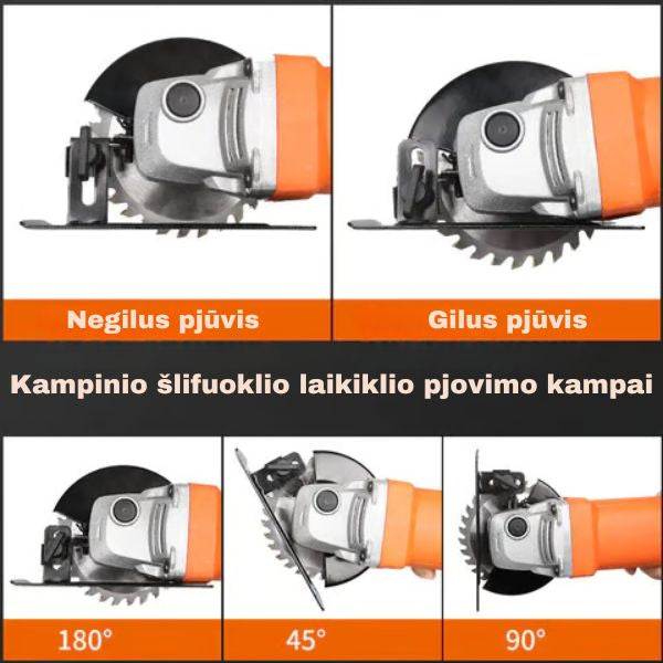 Reguliuojamas kampinio šlifuoklio laikiklis – tiesiems pjūviams be jokio nukrypimo