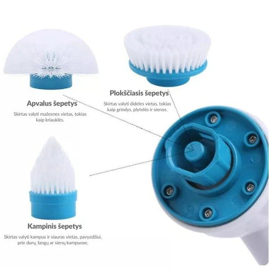 Elektrinis besisukantis valymo šepetys – gilesnis švaros rezultatas be vargo