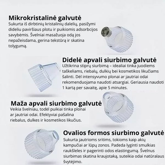 Porų valymo ir mikrodermabrazijos prietaisas „2-viename“ – švari ir švytinti oda be pastangų