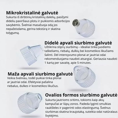 Porų valymo ir mikrodermabrazijos prietaisas „2-viename“ – švari ir švytinti oda be pastangų