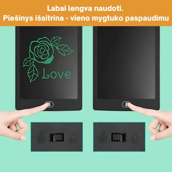 Daugkartinio naudojimo rašymo ir piešimo planšetė vaikams – kūryba be netvarkos ir be popieriaus švaistymo