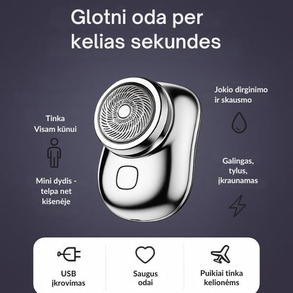 Mini elektrinis skustuvas visam kūnui – glotni oda bet kur ir bet kada