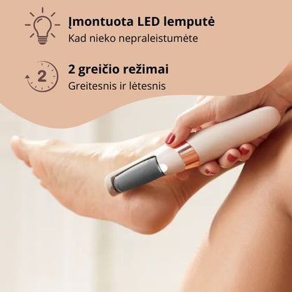 Elektrinė pėdų dildė su keičiama galvute – švelnios ir glotnios pėdos namuose