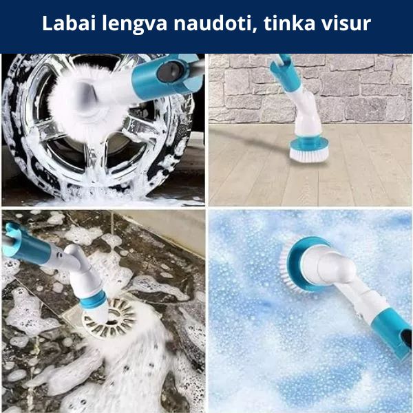 Elektrinis besisukantis valymo šepetys – gilesnis švaros rezultatas be vargo