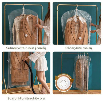 Pakabinami vakuuminiai drabužių maišai (4 vnt.) – sutaupykite vietos ir apsaugokite rūbus
