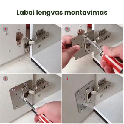 Durų vyrių remonto plokštelės, rinkinyje yra 4 vienetai