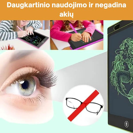 Daugkartinio naudojimo rašymo ir piešimo planšetė vaikams – kūryba be netvarkos ir be popieriaus švaistymo