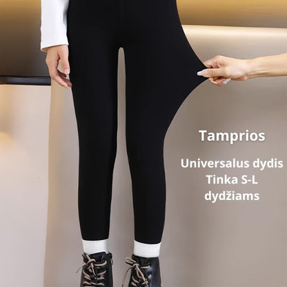 Šiltos flisinės tamprės su aukštu liemeniu – komfortas ir šiluma net šalčiausią dieną (universalus dydis)