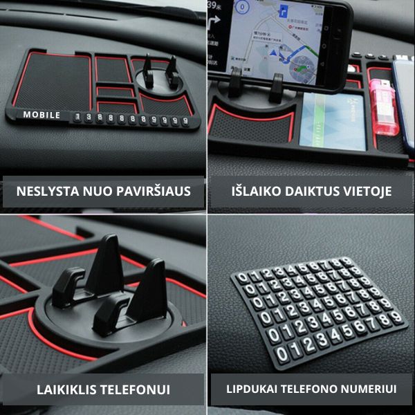 Automobiliui skirtas neslystantis kilimėlis 4-viename