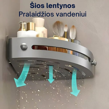 Klijuojamos vonios lentynos – tvirtai laikosi net drėgnose patalpose (komplektą sudaro 2 vienetai)