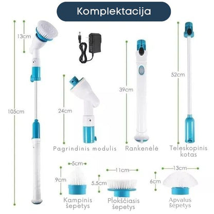 Elektrinis besisukantis valymo šepetys – gilesnis švaros rezultatas be vargo