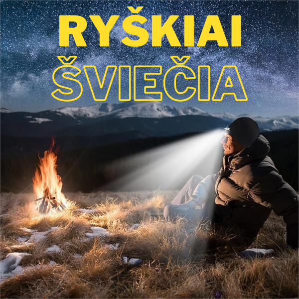 Megzta žieminė kepurė su itin stipriai šviečiančia ir įkraunama LED lempute