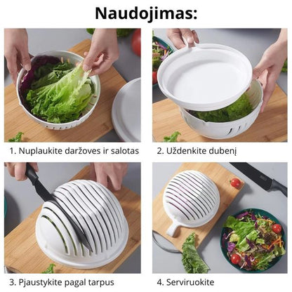 Salotų ir vaisių pjaustymo dubuo – greitas paruošimas be vargo