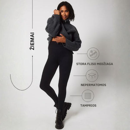 Šiltos flisinės tamprės su aukštu liemeniu – komfortas ir šiluma net šalčiausią dieną (universalus dydis)