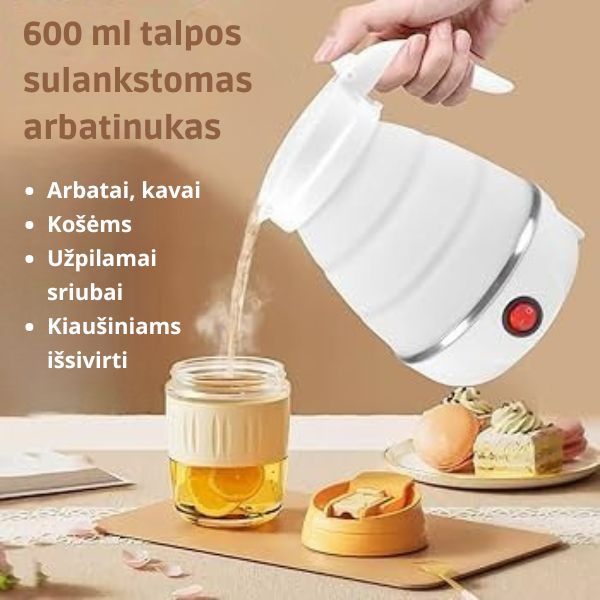 Sulankstomas elektrinis virdulys – karštas vanduo bet kur ir bet kada