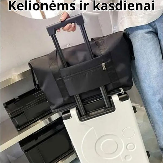 Labai talpus sulankstomas daugiafunkcis krepšys (Juodas)