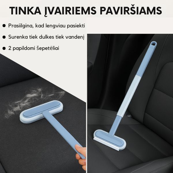 Universalus valymo šepetys su prailginamu kotu