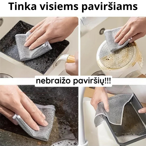 Daugkartinės universalios vielinės šluostės, pakuotėje 3 vienetai