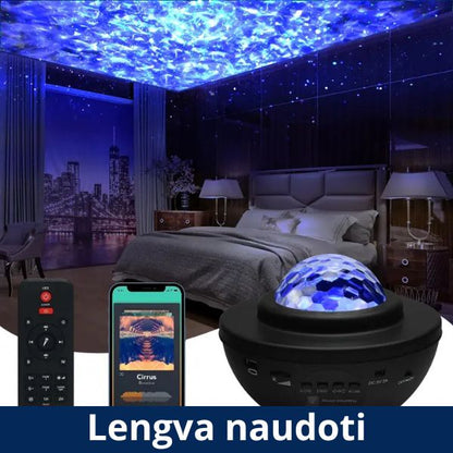 LED žvaigždžių projektorius su muzika ir nuotolinio valdymo pultu – magiškas dangus jūsų kambaryje