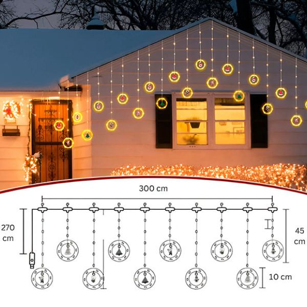 Kalėdiniai LED žiedai su figūrėlėmis (3 m) – magiškas šventinis spindesys jūsų namams