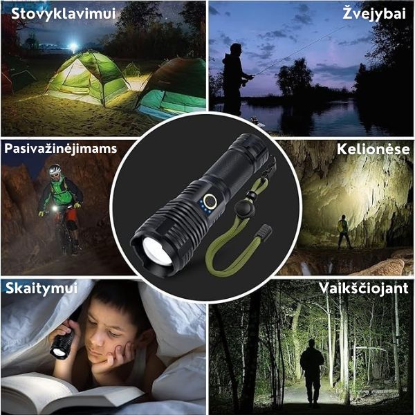 Taktinis LED žibintuvėlis – itin galinga šviesa visoms situacijoms