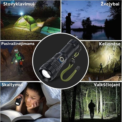 Taktinis LED žibintuvėlis – itin galinga šviesa visoms situacijoms