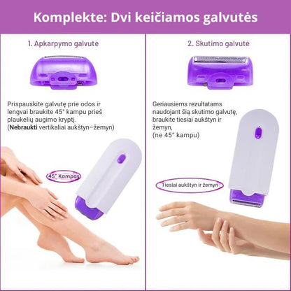Plaukelių šalinimo prietaisas su LED šviesa – švelni ir lygi oda be skausmo