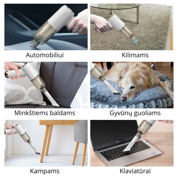 Galingas belaidis dulkių siurblys 3-viename – automobiliui ir namams