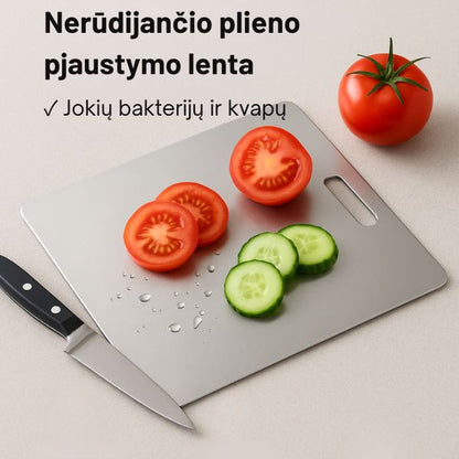 Nerūdijančio plieno pjaustymo lentelė – higieniškas ir ilgaamžis sprendimas kiekvienai virtuvei