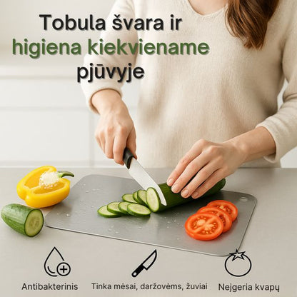 Nerūdijančio plieno pjaustymo lentelė – higieniškas ir ilgaamžis sprendimas kiekvienai virtuvei