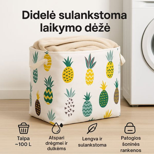 Sulankstoma didelė daiktų saugojimo dėžė – tvarka namuose be pastangų