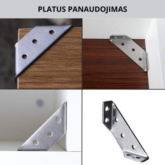 Universalūs kampiniai sujungimai tvirtinimui (rinkinyje yra 10 vienetų sujungimų ir 70 varžtų)