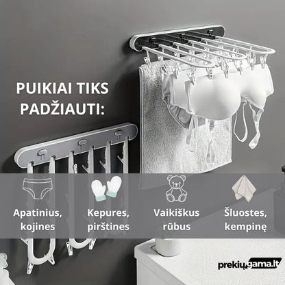 Sulankstoma sieninė skalbinių džiovyklė – taupo vietą ir laiką