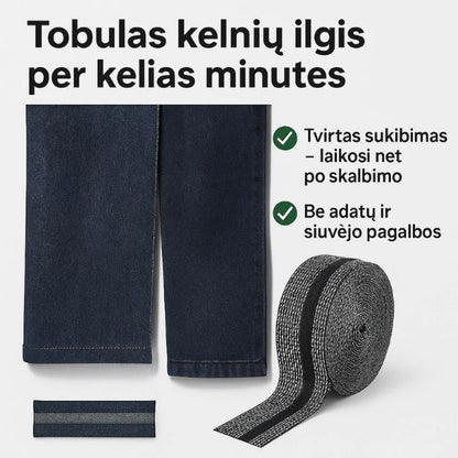 Kelnių trumpinimo juosta – idealus trumpinimas be siuvėjo pagalbos