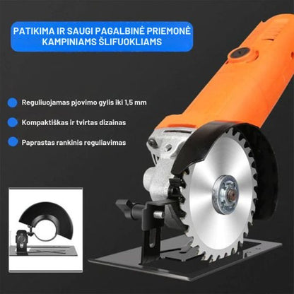 Reguliuojamas kampinio šlifuoklio laikiklis – tiesiems pjūviams be jokio nukrypimo