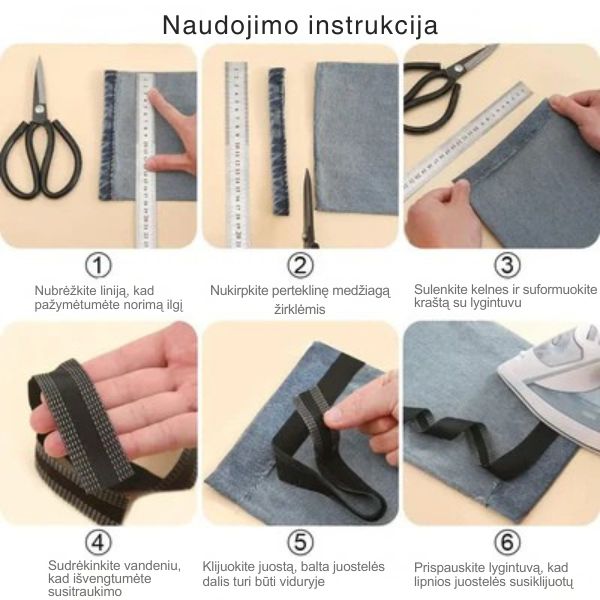 Kelnių trumpinimo juosta – idealus trumpinimas be siuvėjo pagalbos