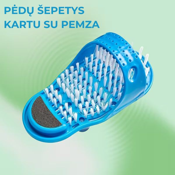 Dušo pėdų šepetys su pemza ir siurbtukais – švarios ir glotnios pėdos be lankstymosi
