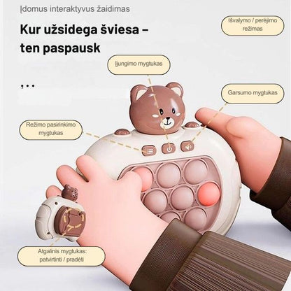 Interaktyvus vaikų reakcijos žaidimas su šviečiančiais mygtukais – lavina greitį ir atmintį