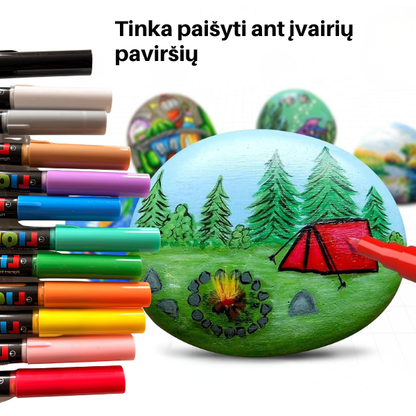 Akriliniai dažų markeriai – ryškios spalvos kūrybai ant bet kokio paviršiaus