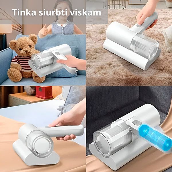 Įkraunamas ir belaidis dulkių siurblys su UV sterilizacija – giliai valo, naikina bakterijas ir dulkių erkutes